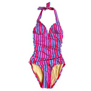 Haley and the Hound striped halter swim suit